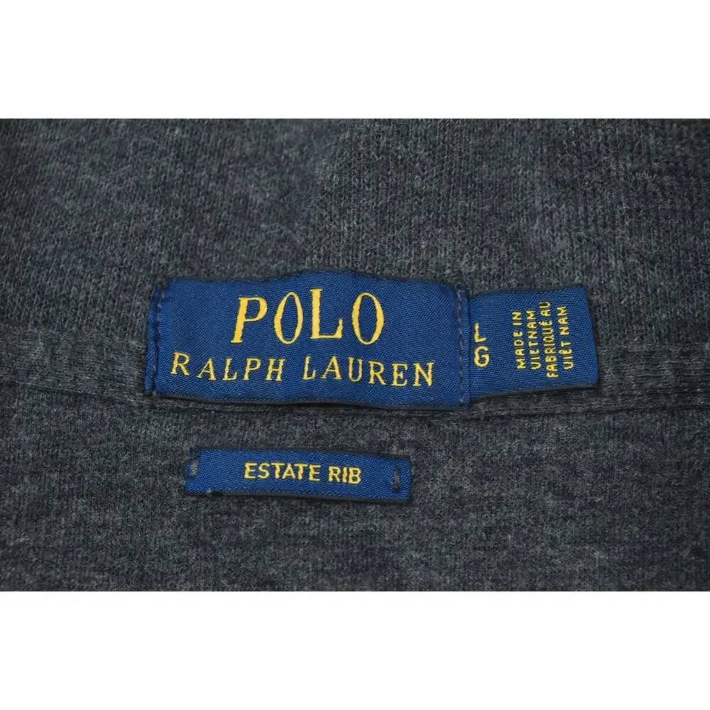 Polo Ralph Lauren 1/4 Zip Sweater Mens Large Gray Estate Rib Long Sleeve Cotton